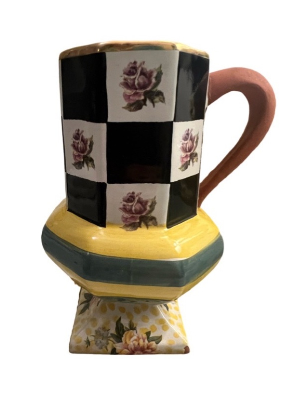 MacKenzie-Childs Vintage Pedestal Mug Checkered Pattern